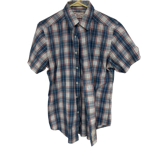 Original Penguin Shirt Adult Medium Blue White Red Button Up Munsing Plaid -HLBN - Picture 1 of 6